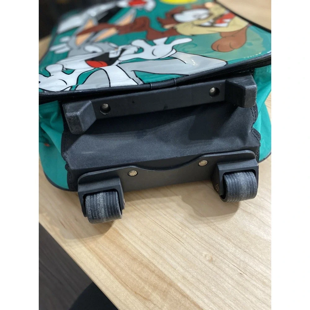 Looney Tunes Rolling Suitcase Child Luggage Wheels Taz Bugs Vtg 90s Warner Bros